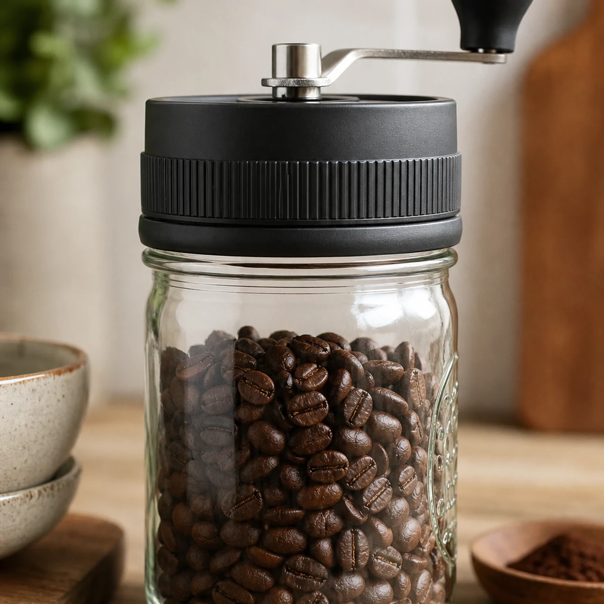 Coffee and Spice Grinder Lid for Mason Jars