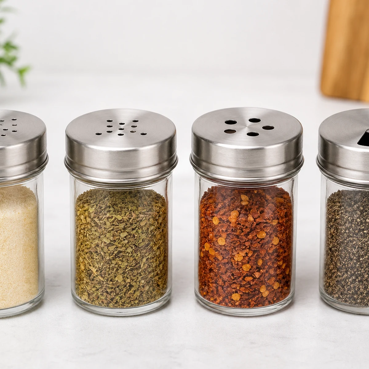 Spice Shaker Stainless Steel Lids for Mason Jars 4 Pack